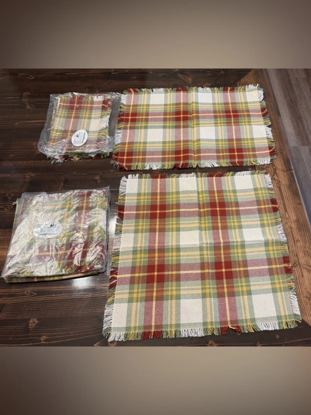 NEW Mountain Weavers Hartland Fall Plaid Set of 4 Placemats & Four Napkins